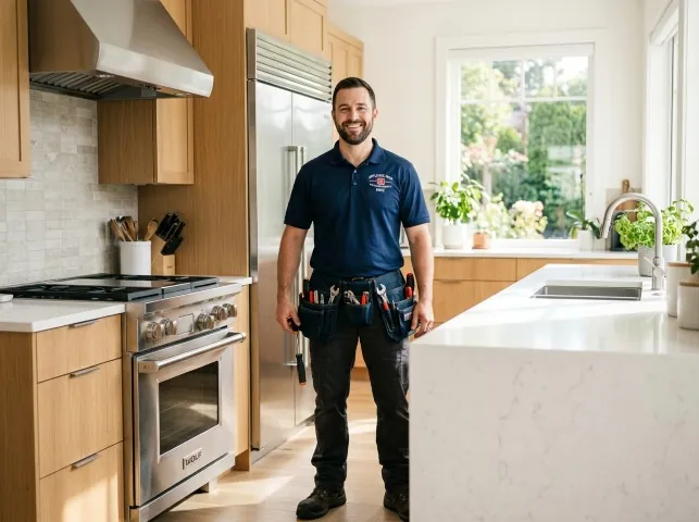 Appliance Repair Hero technician after an appliance repair in a California home